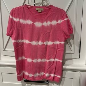 Michael Kors - Short sleeve crew neck pink and white sweater